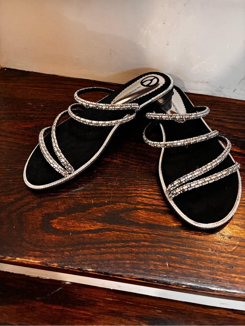 Black Crystal Sandals